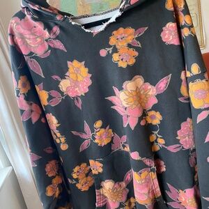 Natural Life Floral Hoodie Sweatshirt Women’s S/M Oversized Pullover Boho Hoodi